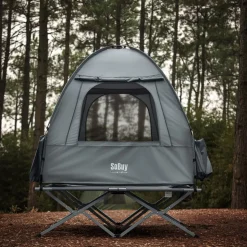 SoBuy Campingzelt mit 1 Tür Hellgrau 193x145x185cm Funktional
