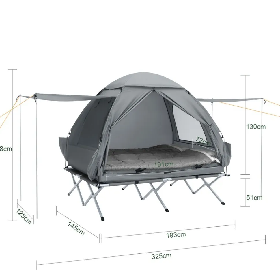 SoBuy Campingzelt mit 1 Tür Hellgrau 193x145x185cm Funktional