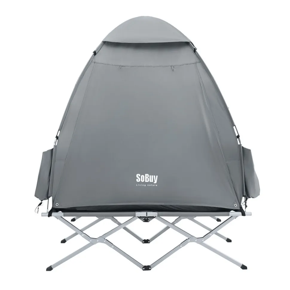 SoBuy Campingzelt mit 1 Tür Hellgrau 193x145x185cm Funktional