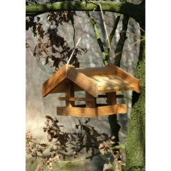Solides Eiche-Vogelfutterhaus "Basis" mit Kordel 31x28x20