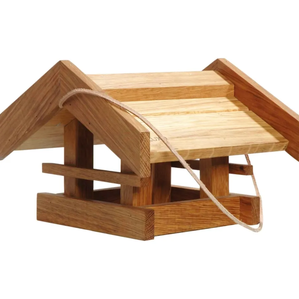 Solides Eiche-Vogelfutterhaus "Basis" mit Kordel 31x28x20