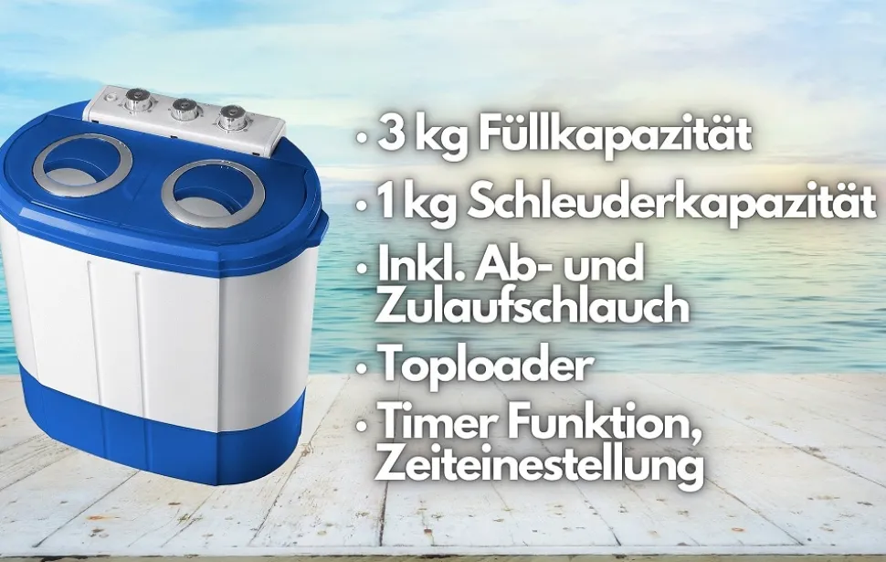 Steinborg Mini-Waschmaschine Camping 3kg Schleuderfunktion 2 Kammern