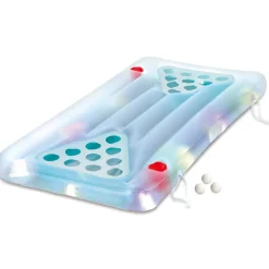 Summer Waves Luftmatratze & Bier-Pong Tisch inkl. LED blau 160x84x19 cm