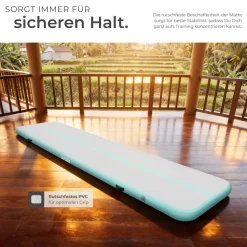 tectake® Airtrack Trainingsmatte, aufblasbar, rutschfestes, hochwertiges PVC, inkl. Transporttasche, 397 x 104 x 10 cm