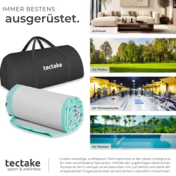 tectake® Airtrack Trainingsmatte, aufblasbar, rutschfestes, hochwertiges PVC, inkl. Transporttasche, 397 x 104 x 10 cm