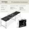 tectake® Aluminium Bierpongtisch, klappbar, bodenschonende Kunststofffüße, inklusive 100 Bechern und 6 Bällen