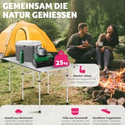 tectake® Aluminium Campingtisch, klappbar, bodenschonende Kunststoffkappen, 140 x 70 x 70 cm