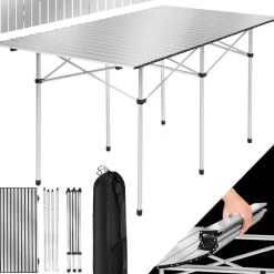tectake® Aluminium Campingtisch, klappbar, bodenschonende Kunststoffkappen, 140 x 70 x 70 cm