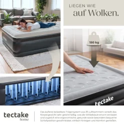 tectake® Aufblasbare Matratze, für 1 oder 2 Personen, ergonomisches Luftsäulensystem, inkl. manuellem Ventil und Tragebeutel