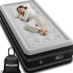 tectake® Aufblasbare Matratze, für 1 oder 2 Personen, ergonomisches Luftsäulensystem, inkl. manuellem Ventil und Tragebeutel