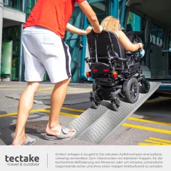 tectake® Auffahrrampen, 2er Set, rutschfeste, perforierte Oberfläche, 160 x 23 x 4,5 cm