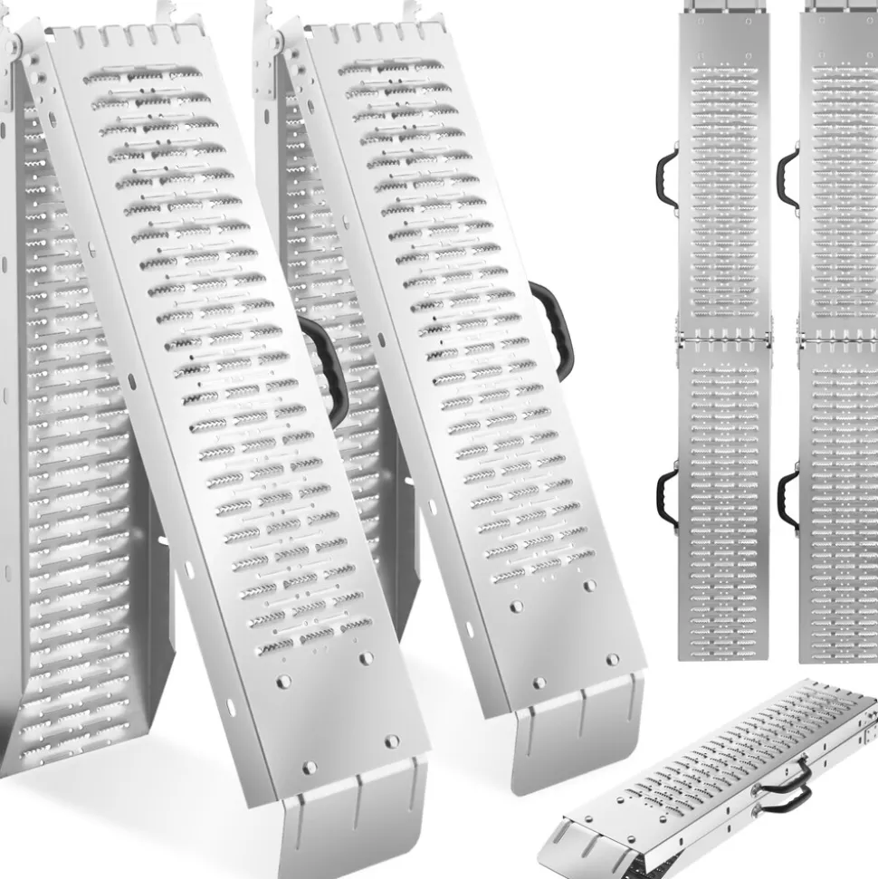 tectake® Auffahrrampen, 2er Set, aus verzinktem Stahl, Belastbarkeit 400 kg, 200 kg pro Rampe