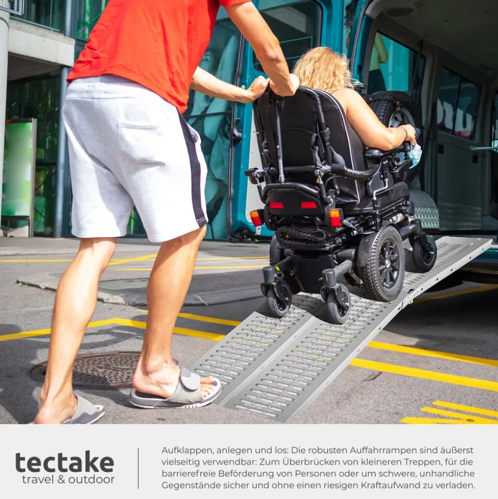 tectake® Auffahrrampen, 2er Set, aus verzinktem Stahl, Belastbarkeit 400 kg, 200 kg pro Rampe