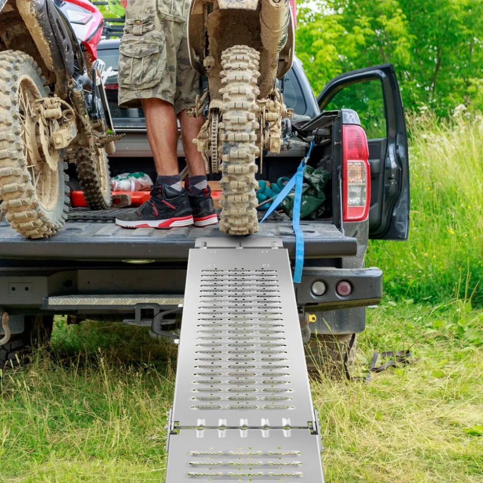 tectake® Auffahrrampen, 2er Set, aus verzinktem Stahl, Belastbarkeit 400 kg, 200 kg pro Rampe