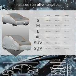 tectake® Autoplane, wasserdicht und atmungsaktiv, mit 4 mm Schaumstoffschicht, 3 längenverstellbare Spanngurte, inklusive Aufbewahrungstasche