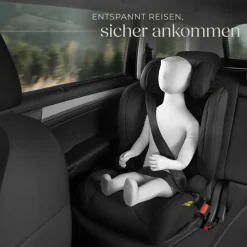 tectake® Autositz, i-Size Zulassung, ISOFIX-Installation, mit Seitenaufprallschutz, extra dicke Polsterung, von 100 bis 150 cm, Belastbarkeit 36 kg