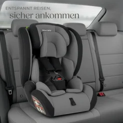 tectake® Autositz, i-Size Zulassung, mit Seitenaufprallschutz, längenverstellbarer 5-Punkt-Gurt, höhenverstellbare Kopfstütze, von 76 bis 150 cm, Belastbarkeit 36 kg