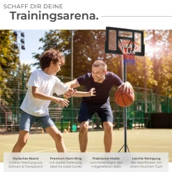 tectake® Basketballkorb, Outdoor, verstellbare Korbhöhe 230 - 305 cm, mit Rollen, inklusive Ball, Pumpe und 2 Netze
