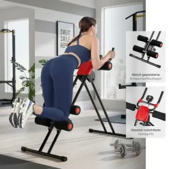 tectake® Bauchtrainer, 5-fach verstellbar, klappbar, mit Trainingscomputer