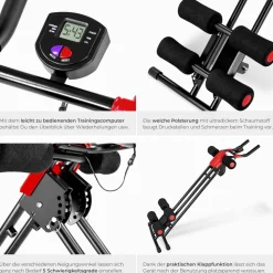 tectake® Bauchtrainer, 5-fach verstellbar, klappbar, mit Trainingscomputer
