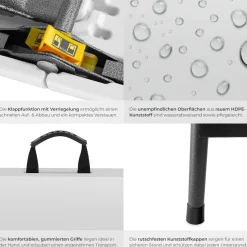 tectake® Bierzeltgarnitur, klappbar, wetterfest, bis zu 8 Personen, gummierte Tragegriffe