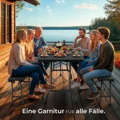 tectake® Bierzeltgarnitur, klappbar, hohe Belastbarkeit, mit Tragegriffen