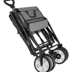 tectake® Bollerwagen, faltbar, abnehmbarer Stoffeinsatz mit 2 Netztaschen, inklusive Tragetasche, Belastbarkeit 80 kg