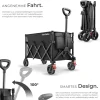 tectake® Bollerwagen, faltbar, abnehmbare Plane aus Oxford-Gewebe mit 3 Netztaschen und Reißverschlussfach, inklusive Einlegeboden, Belastbarkeit 80 kg