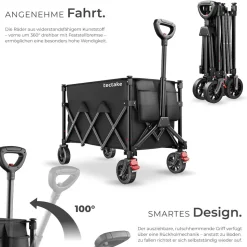 tectake® Bollerwagen, faltbar, abnehmbare Plane aus Oxford-Gewebe mit 3 Netztaschen und Reißverschlussfach, inklusive Einlegeboden, Belastbarkeit 80 kg