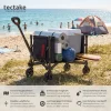 tectake® Bollerwagen, faltbar, abnehmbare Plane aus Oxford-Gewebe mit großer Netztasche und Innenfach, Inklusive Einlegeboden, Reflektorstreifen, Belastbarkeit 60 kg