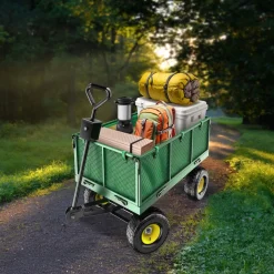 tectake® Bollerwagen, mit klappbaren Seitenwänden, leichtgängige Lenkachse mit gepolstertem Griff, Belastbarkeit 550 kg