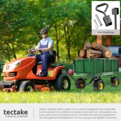 tectake® Bollerwagen, mit klappbaren Seitenwänden, leichtgängige Lenkachse mit gepolstertem Griff, Belastbarkeit 550 kg