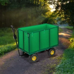 tectake® Bollerwagen, mit klappbaren Seitenwänden, leichtgängige Lenkachse mit gepolstertem Griff, Belastbarkeit 544 kg