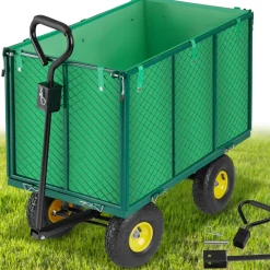 tectake® Bollerwagen, mit klappbaren Seitenwänden, leichtgängige Lenkachse mit gepolstertem Griff, Belastbarkeit 544 kg