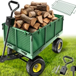 tectake® Bollerwagen, mit klappbaren Seitenwänden, leichtgängige Lenkachse mit gepolstertem Griff, Belastbarkeit 550 kg