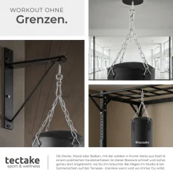 tectake® Boxsack, gefüllt, hängend, 28 x 105 cm, inklusive Karabinerhaken