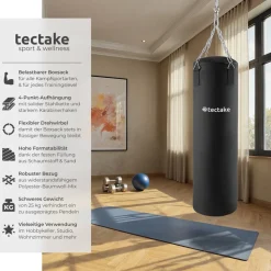tectake® Boxsack, gefüllt, hängend, 28 x 105 cm, inklusive Karabinerhaken