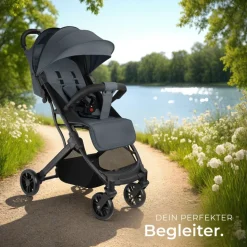 tectake® Buggy-Kinderwagen, Einhand-Klappmechanismus, mit 5-Punkt-Gurt, Feststellbremse, Schutzbügel, pulverbeschichtetes Stahlgestell und pflegeleichter Stoffbezug, für 0 bis 36 Monate geeignet, Belastbarkeit 15 kg