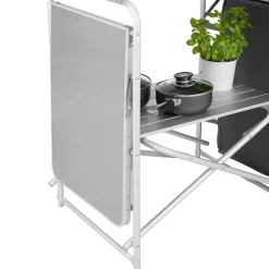 tectake® Campingküche XXL mit Aluminiumgestell und 5 Fächern, faltbar, mit großem Stauraum und Windschutz, 172 x 52 x 104 cm