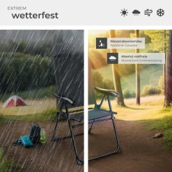 tectake® Campingstuhl, klappbar, 7-fach verstellbare Rückenlehne mit Kopfpolster, Belastbarkeit 120 kg, 57 x 65 x 112 cm