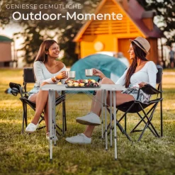 tectake® Campingtisch, klappbar, stufenlos höhenverstellbare Beine, 80 x 60 x 68 cm