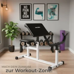tectake® Curlbank, Hantelablage 5-fach höhenverstellbar, gepolstert mit Kunstlederbezug, rutschfest, 98 x 65 x 94 cm