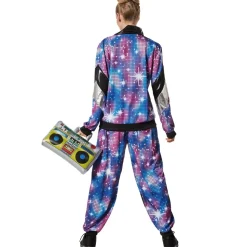 tectake® Damenkostüm Retro 80er 90er Jahre Disco Jogginganzug