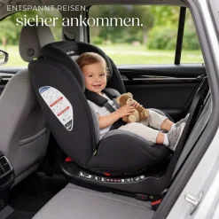 tectake® Drehbarer Autositz, i-Size Zulassung, ISOFIX-Installation und Top Tether, mit Seitenaufprallschutz, längenverstellbarer 5-Punkt-Gurt, höhenverstellbare Kopfstütze, ab Geburt bis 150 cm, Belastbarkeit 36 kg