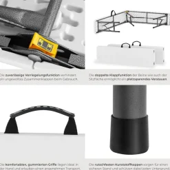 tectake® 2er Set Campingklappbank, wetterfest, je 500 kg belastbar, bis zu 8 Personen, gummierte Tragegriffe