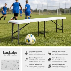 tectake® 2er Set Campingklappbank, wetterfest, je 500 kg belastbar, bis zu 8 Personen, gummierte Tragegriffe