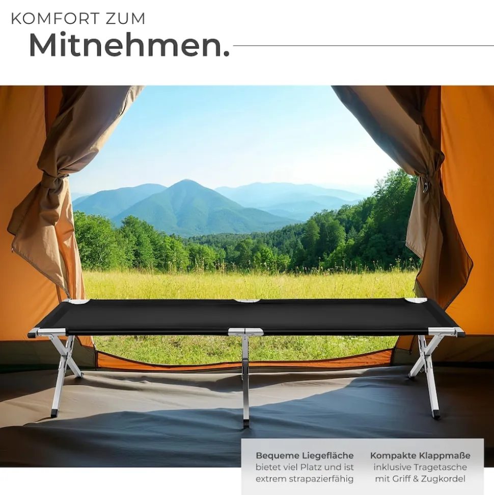 tectake® 2er Set Feldbett, mit Aluminiumgestell, Belastbarkeit 150 kg, 190 x 70 x 45 cm