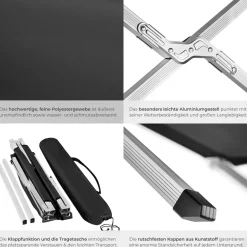 tectake® 2er Set Feldbett, mit Aluminiumgestell, Belastbarkeit 150 kg, 190 x 70 x 45 cm
