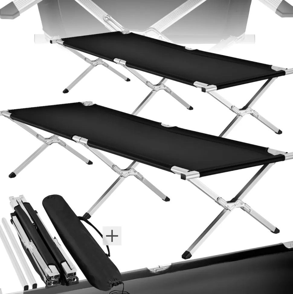 tectake® 2er Set Feldbett, mit Aluminiumgestell, Belastbarkeit 150 kg, 190 x 70 x 45 cm