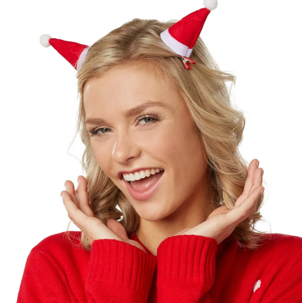 tectake® 2er Set Haarklammern Weihnachtsmützen